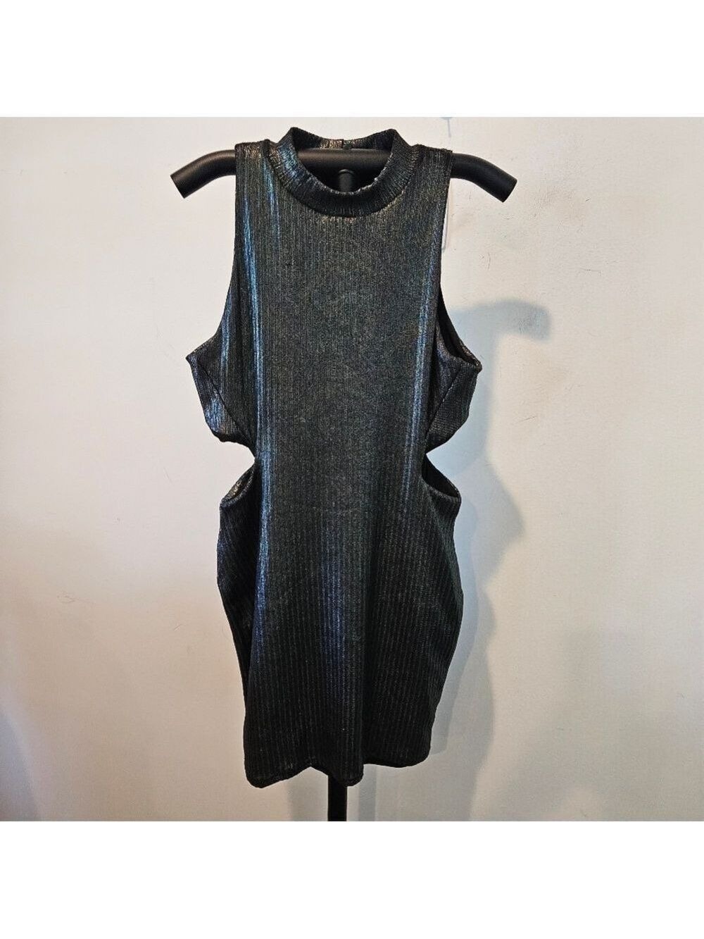TOPSHOP Women's Metallic Bodycon Sleeveless Mini Dress With Waist Cutouts, 10
